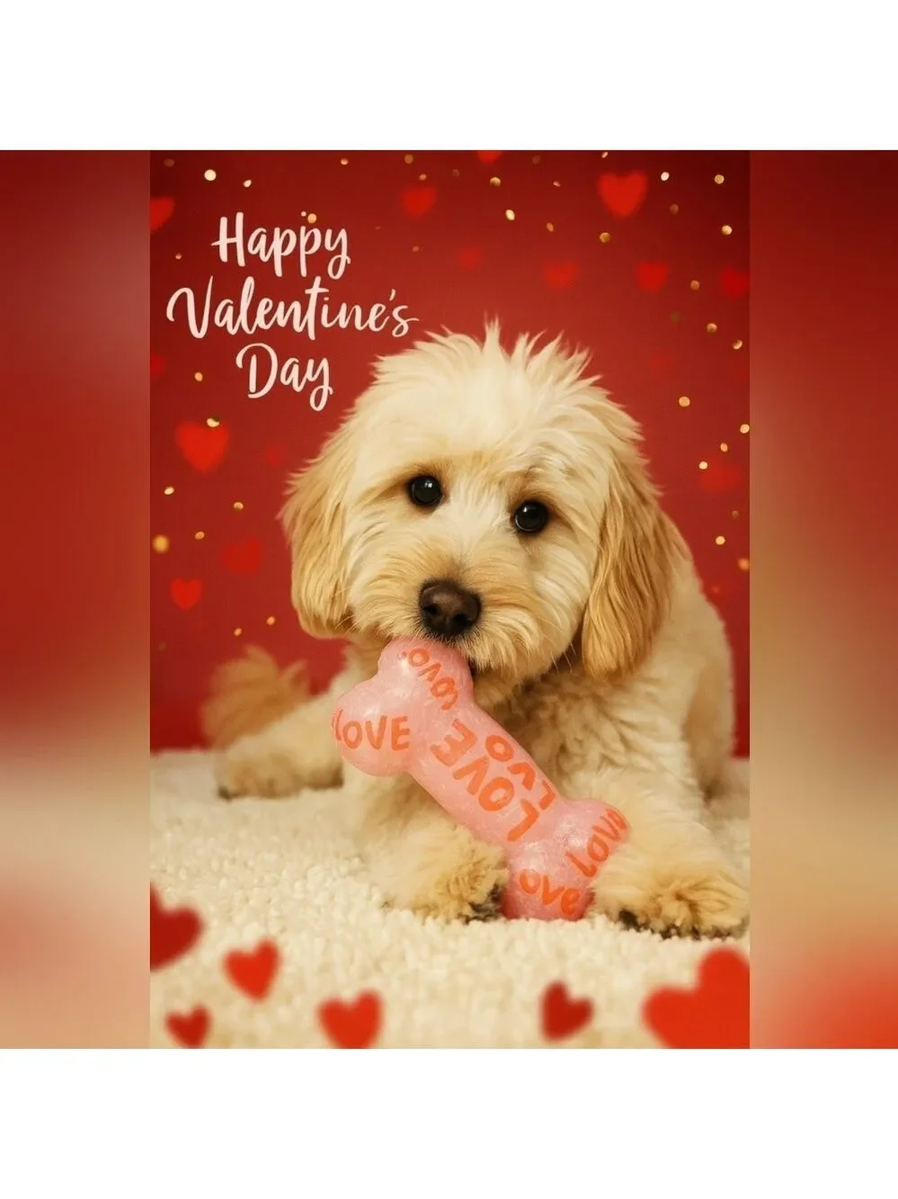 Pink Valentine’s Day Squeaky Dog Bone Toy Rose Scented & Textured Europan Home